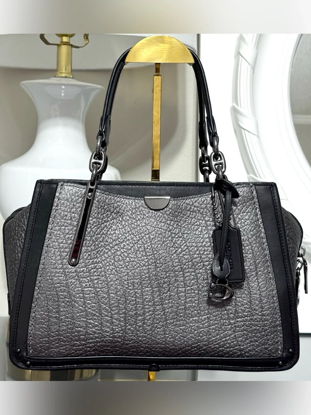 COACH Dreamer Satchel 38546 METALLIC GRAPHITE
